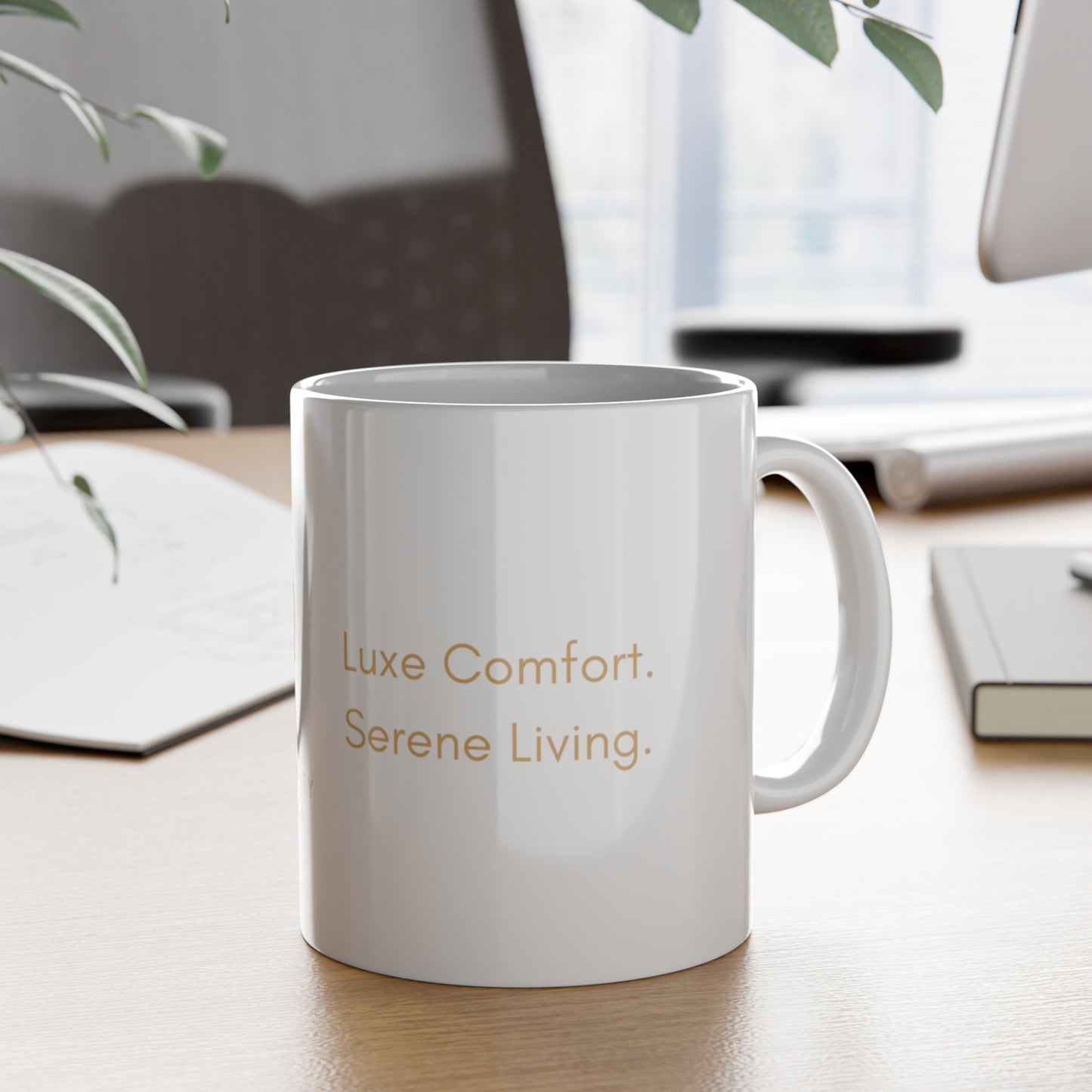 Elegant Gold Logo Ceramic Mug - 11oz Coffee Cup for Luxurious Comfort