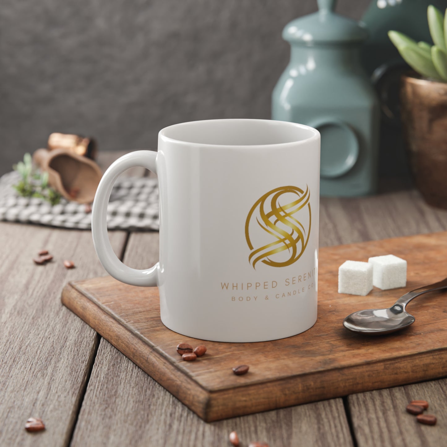 Elegant Gold Logo Ceramic Mug - 11oz Coffee Cup for Luxurious Comfort